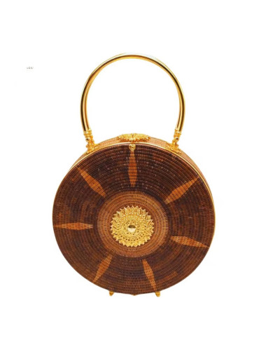 Vintage boho Lipao woven bags handmade wheel shape thai traditional craft collection Vintage boho Lipao woven bags handmade wheel shape thai traditional craft collection